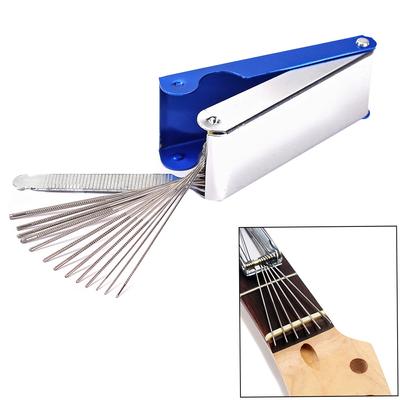 Gitarren-Nut-Bridge-Feilen-Set, Gitarrenbauer-Werkzeugkasten, 13 Feilengrößen, 1 flache Feile für Gitarren-Banjo