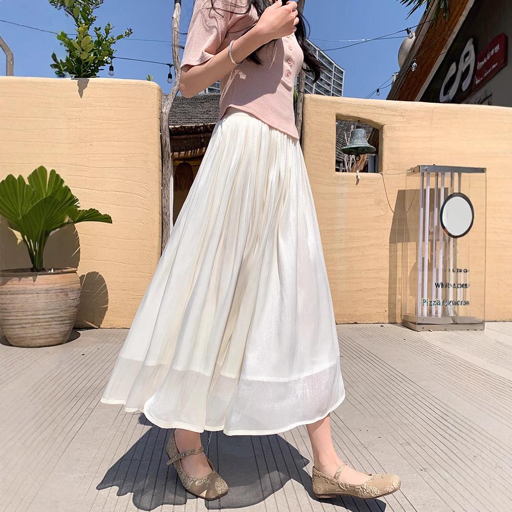 

Women s Summer High-Waist White Mesh Midi Skirt M 96-110 lbs
