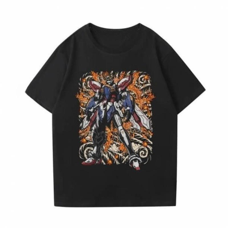 Japanese Anime Gundam Hot Topic 2026 Summer New Tshirt 100cotton Pattern Unisex Loose Short Sleeves Harajuku Comfortable Shirt