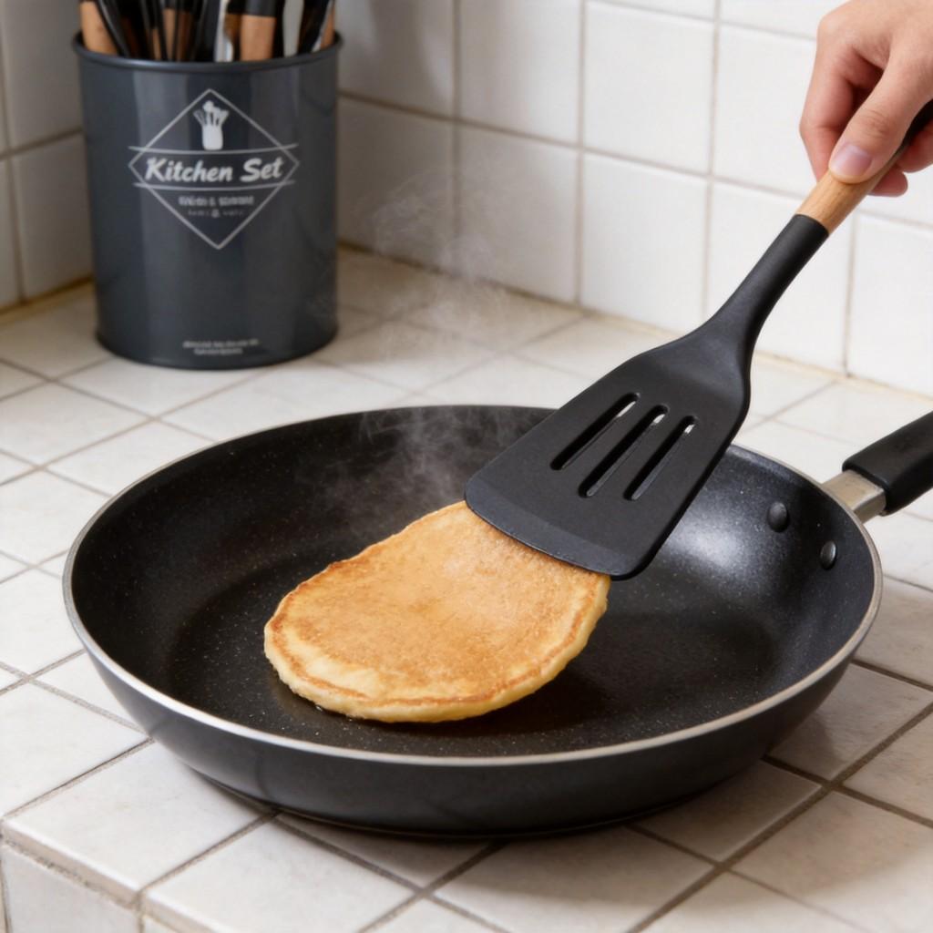 Silicone Kitchen Utensil Set With Wooden Handles For Nonstick Cooking And Heat Resistance
