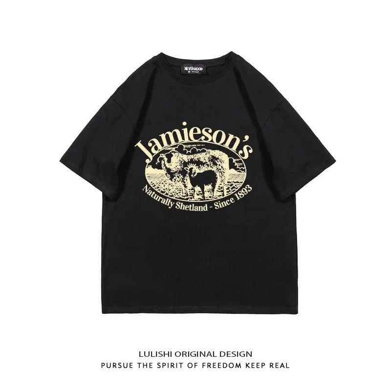 

INS модный дизайн Sense Niche футболка большого размера с коротким рукавом WoUnisex Лето в Корейском стиле Свободный топ в стиле ретро с половиной рукавом 4XL