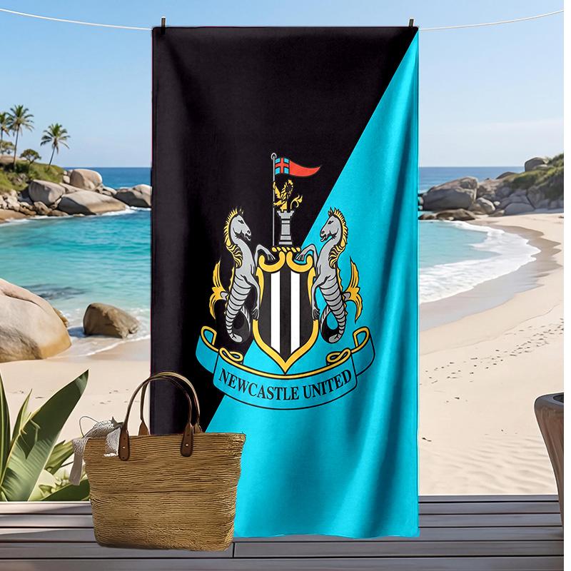 Asciugamano da Spiaggia con Stampa del Newcastle United Football, Asciugamano Grande Morbido ad Asciugatura Rapida per Spiaggia Campeggio Nuoto