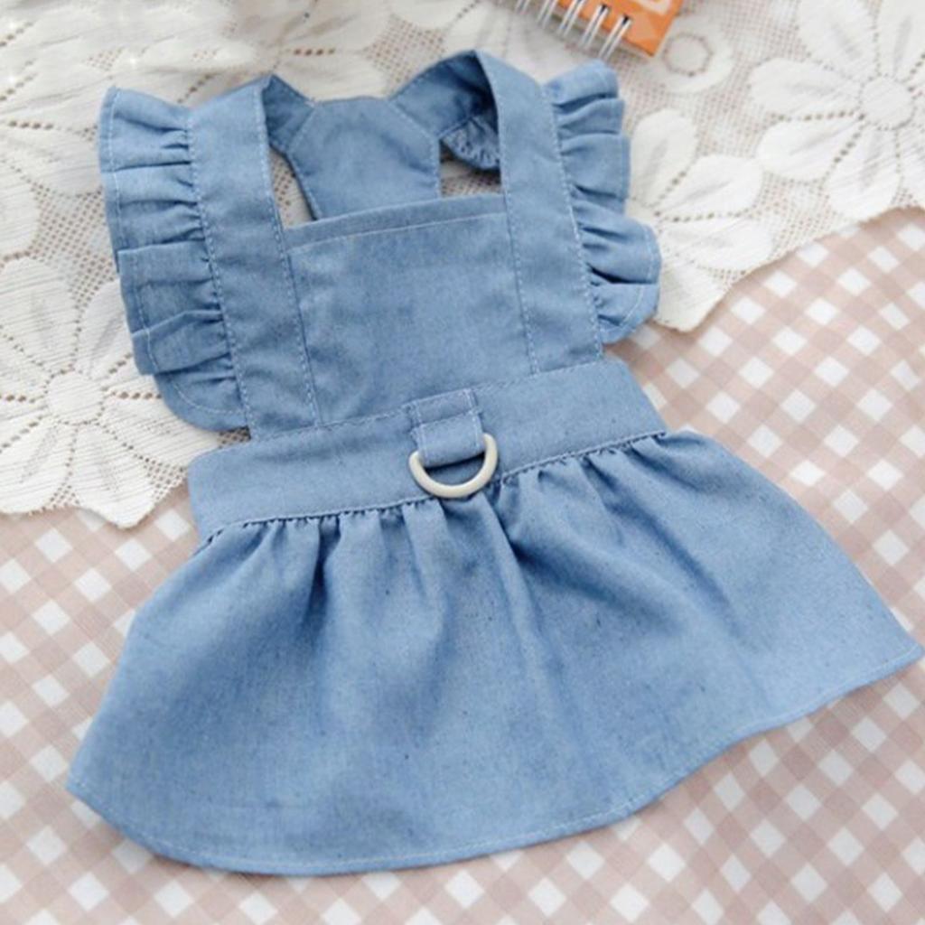 Pet Dress Cute Stylish Comfortable Side Zipper Dog Dress Costume for Spring Summer Light Blue XL
