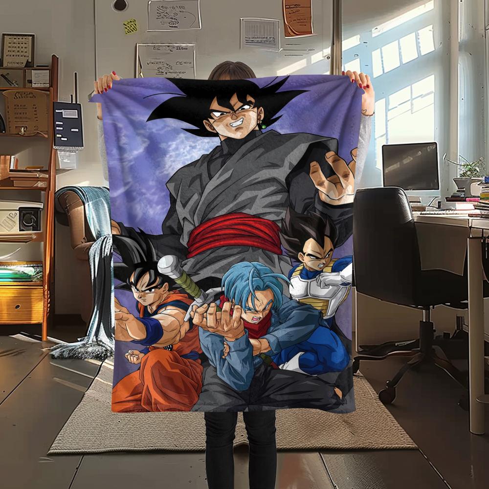 

Фланелевое одеяло с принтом персонажей Dragon Ball, Высококачественное, Удобное для всех сезонов, Декор для дома, Тепло и уют, Идеально для рождественских подарков 80cm x 120cm