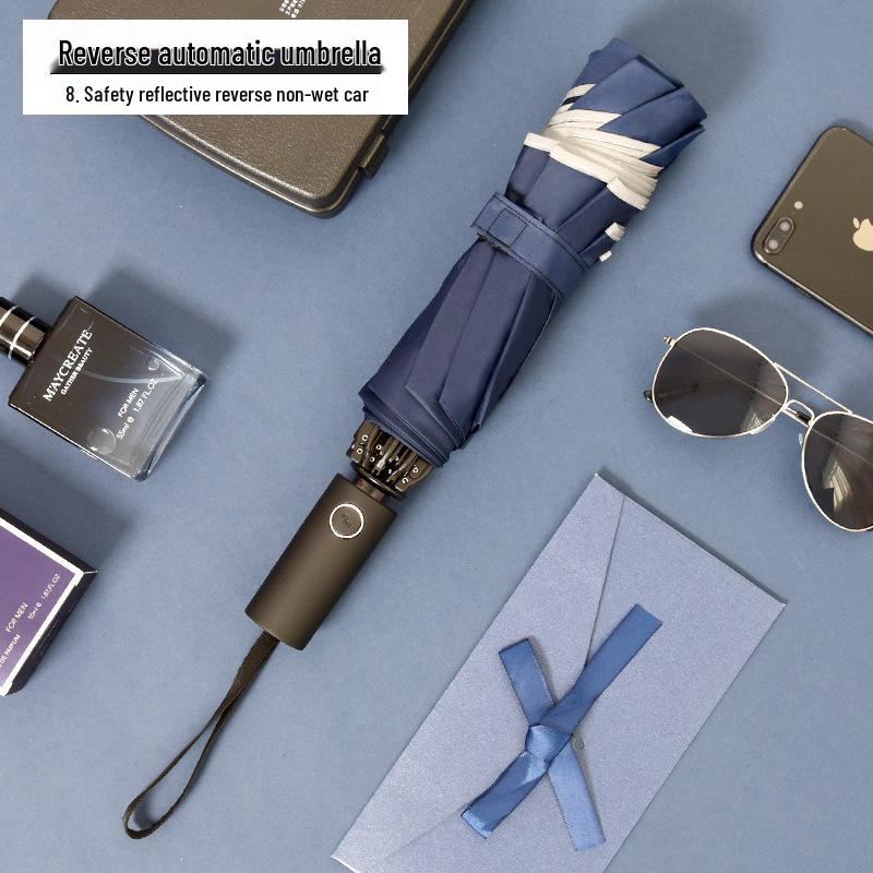 Extra Large Dual Use Automatic Reverse Folding Umbrella for Sun and Rain