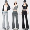 Korean-Style Drawstring Faux Two-Piece Flare Pants: Women's High-Waisted Slimming Drape Spring 2026 Casual Long Pants