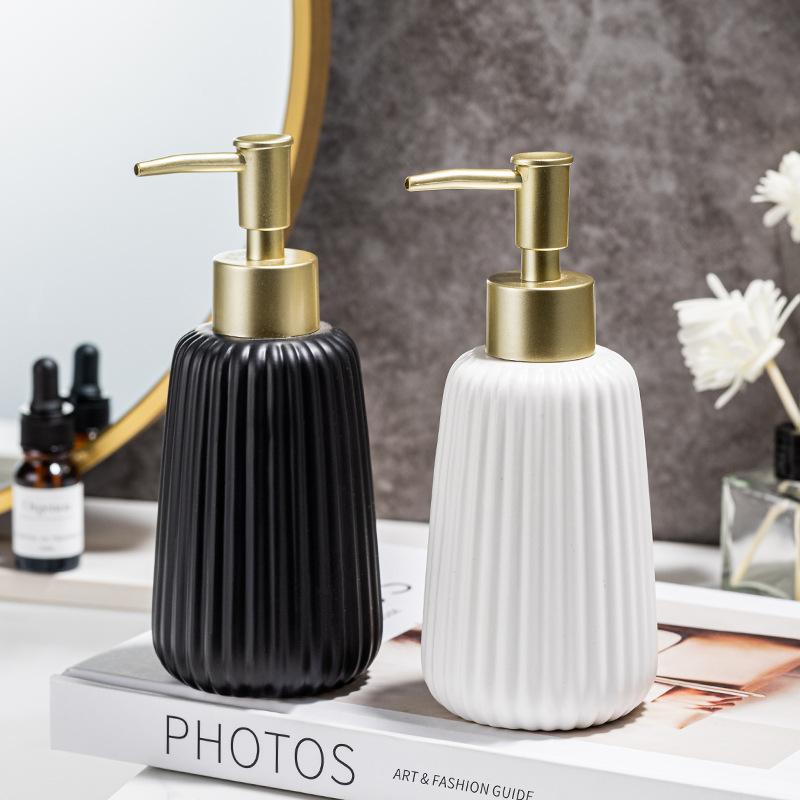 Dispenser de săpun dezinfectant de mâini ceramice 300ML sticla loțiune presă săpun dozator baie toaletă spălare șampon sticlă separată