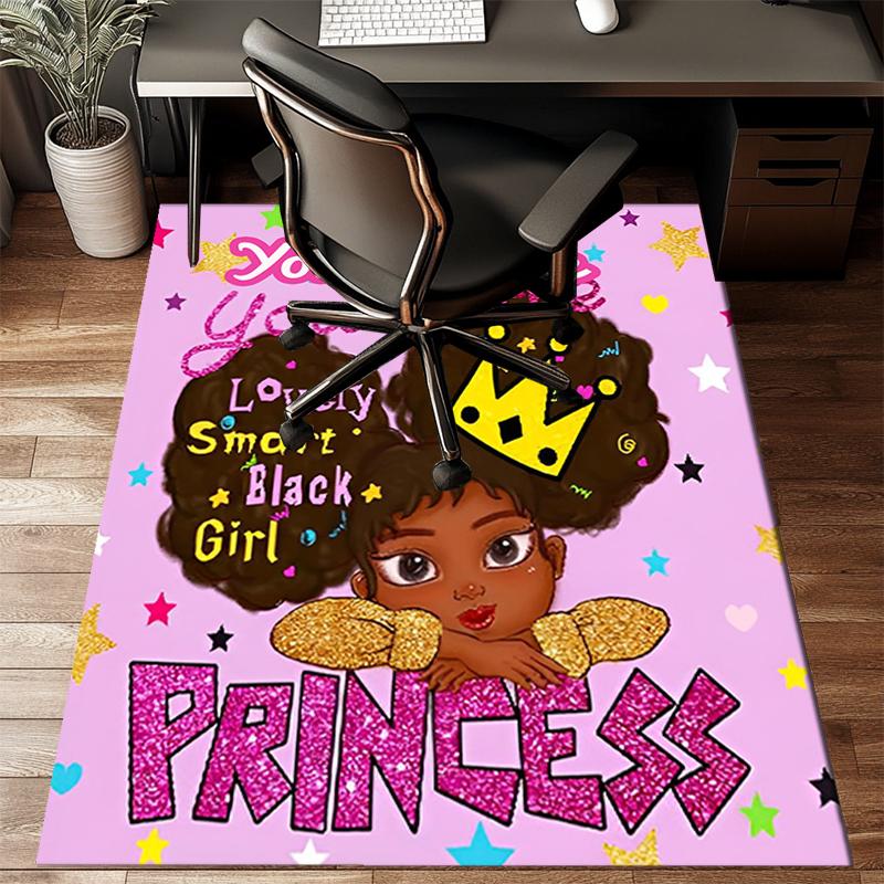 1PC Custom Name Black Princess" Theme Floor Mat Ideal for Living Room, Game Rooms, Office, Bedroom,Floor Mat Playful Design