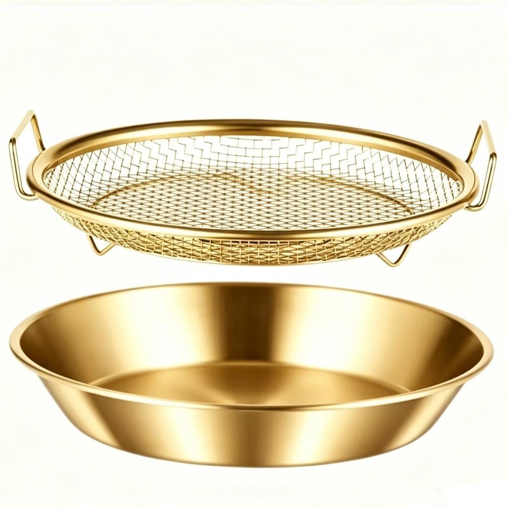 Heat-Resistant Kitchen Frying Strainer Metal Mesh Frying Rack Oil Strainer Drain Basket Household