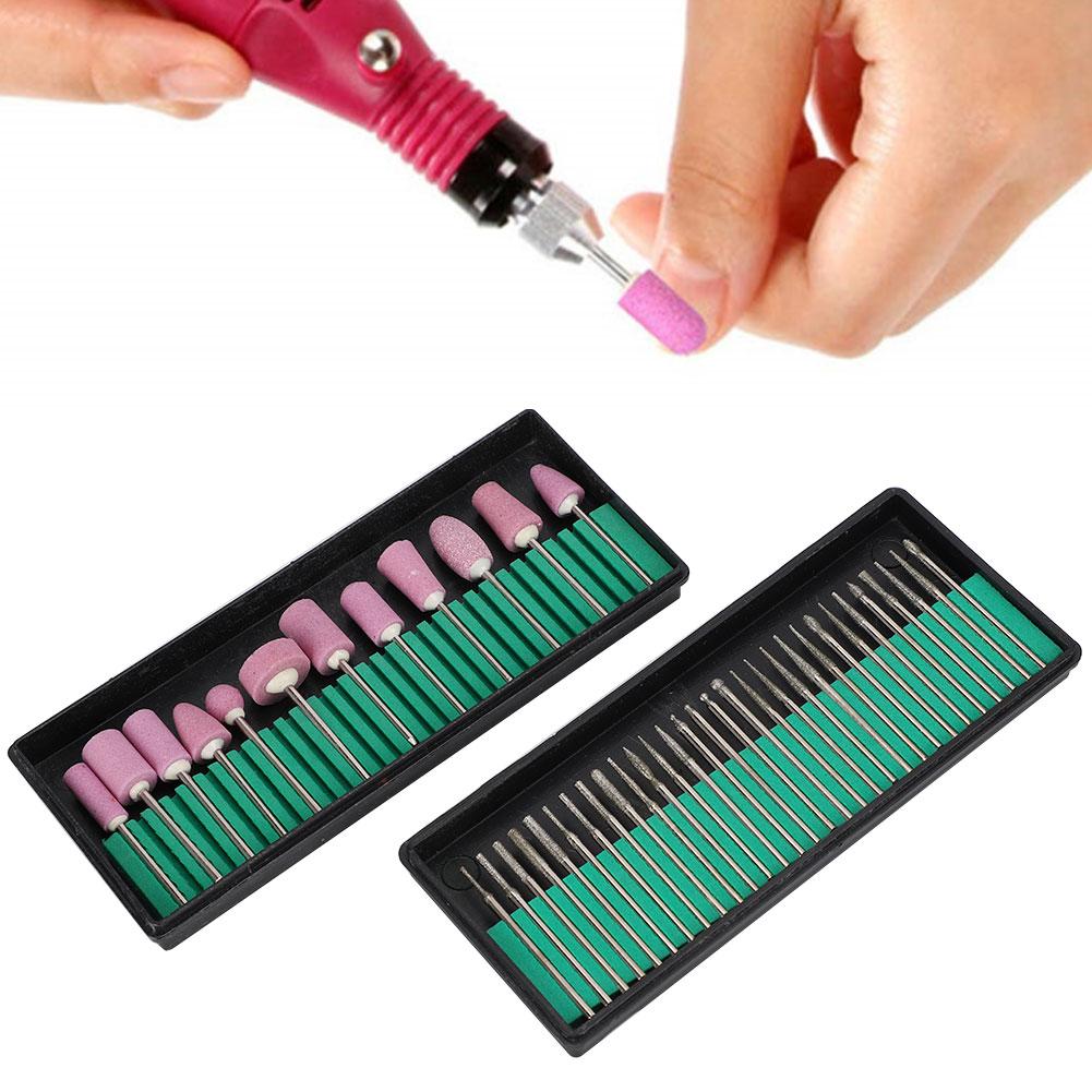 Nail Drill Bits Needle Set Nail Polishing Burr Manicure Pedicure Accessory Tool(12+30pcs )