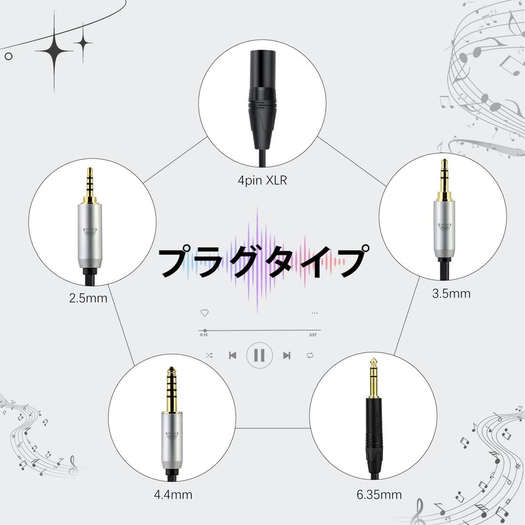 okcsc TCHD800 Headphone for Sennheiser Earphones and Compatible with and OFC Cable, Re-cable Headphones, HD800S, HD820, HD800, D1000, 4-Core, 2.0m