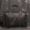 British Retro Men'S Handbag, Crazy Horse Leather Briefcase, Large-Capacity Genuine Leather Single Shoulder Diagonal Span Computer Bag
