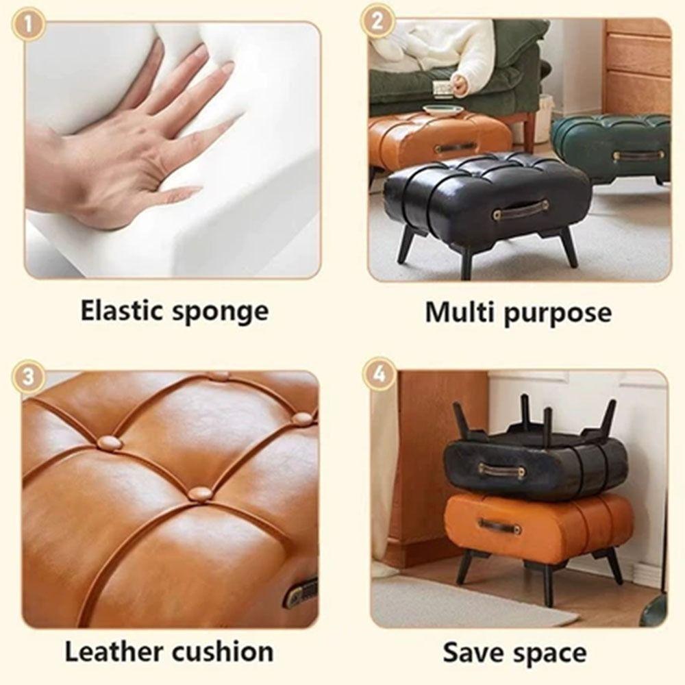 High Rebound Foot Stool PU Leather Shoe Changing Stool New Stool Chair Home
