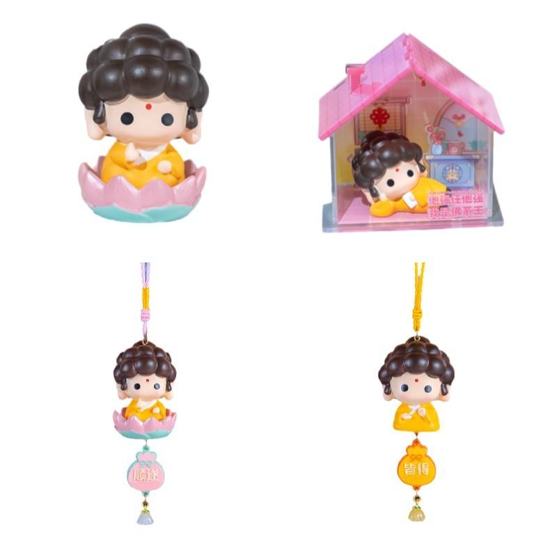 Buddha Cute Bubble Head Statue Ornament Cartoon Desktop Decor Bag Pendant Gift