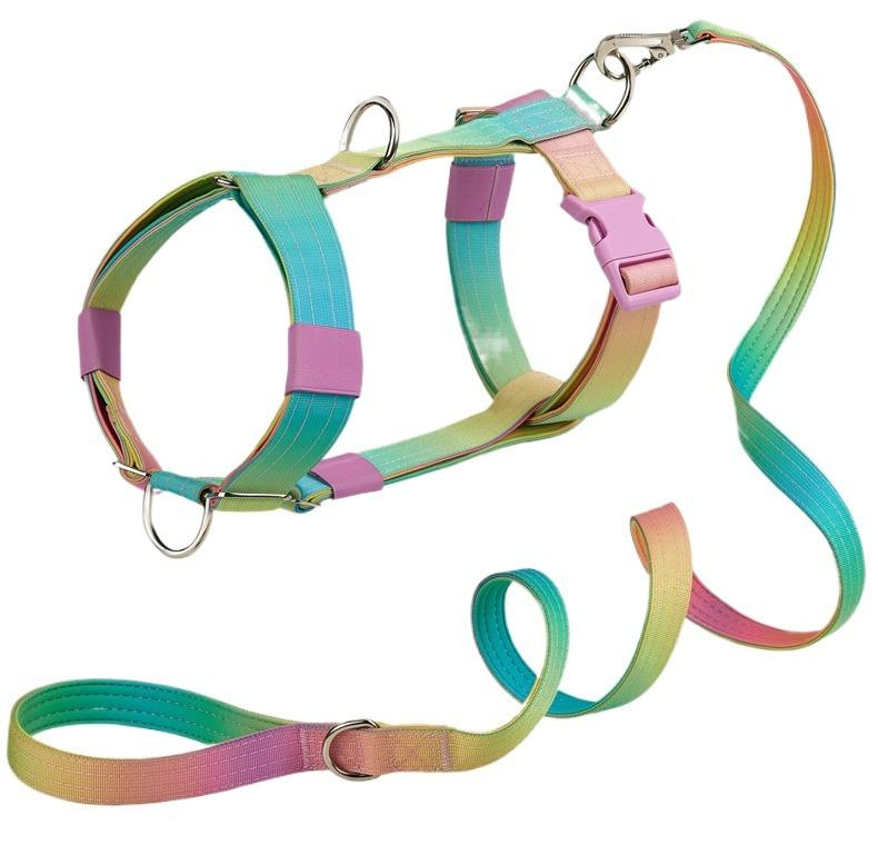 

Latest Dog Collar Chest Strap Gradual Change Color Collection Waterproof Medium and Large Dog Pet Supplies Leash Collection Puppy Accessories L-chest 4mmx55-97cm