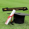 Unisex Design Polyester Graduation Cap Black Matte Finish Graduation Sash Elastic Strap Bachelor Cap Graduation Party