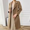 100% Wool Women Coat TIDENOVEL Autumn Wool Long Coat Handmade Pea Coat Winter Warm Wool Long Jacket Overcoat