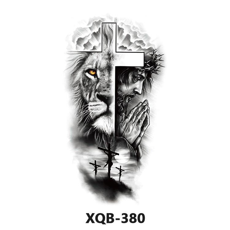 Waterproof Black & White Tiger/Wolf Transfer Sticker for Full/Half Arm - Long-lasting Tattoo for Men & Women