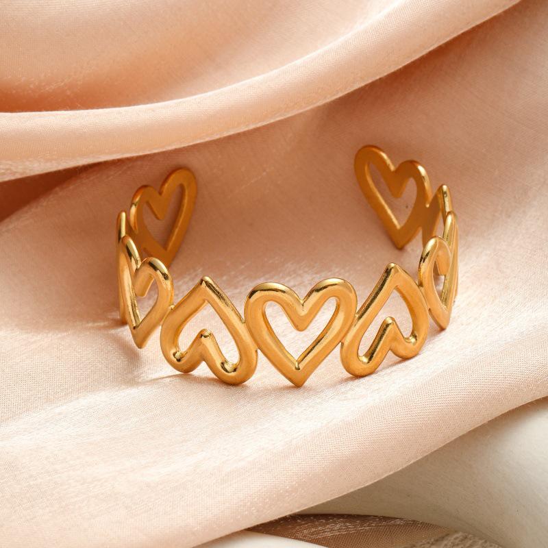 European-American Designer Bow & Heart Teardrop Bracelet Ring for Women's Summer Vacation
