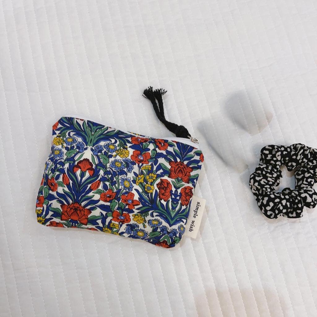 Mini-Baumwoll-Blumen-Organizer-Taschen für Damen, kleine Stoff-Kosmetik-Make-up-Tasche, kleine Geldbörse, Münzfach, Kinder-Kosmetiketui