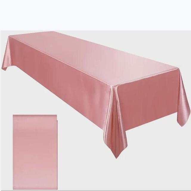 Rectangle Wedding Satin Tablecloth 57x102inch Bright Smooth Silk Table Cover for Wedding Banquet Anniversary Dining Table Decoration