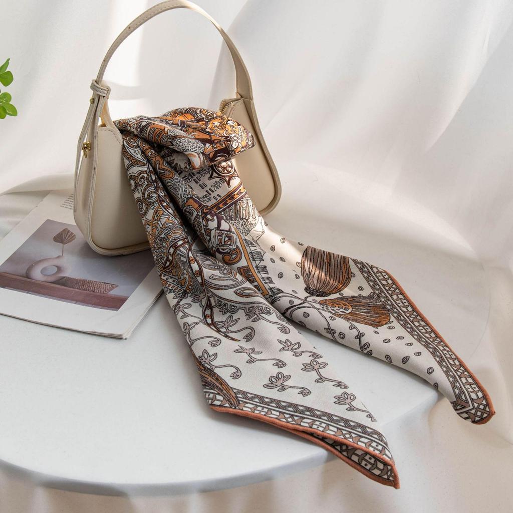 Exotic Knight Silk Wool Square Scarf: Elegant Double-Sided Print, Sun Protection & Neck Warmer