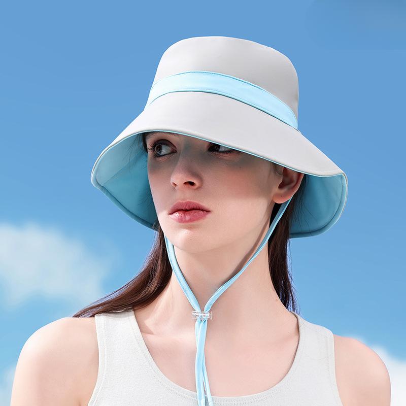 Sunscreen Fisherman Hat Girl with Ice Sensing Sun Hat Big Brim Showing Small Double Sided Hat Hat