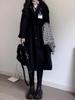 Women's Black Mid-Length Trench Coat - 2023 Spring/Autumn, School Uniform JK Korean Style, Petite Fit.