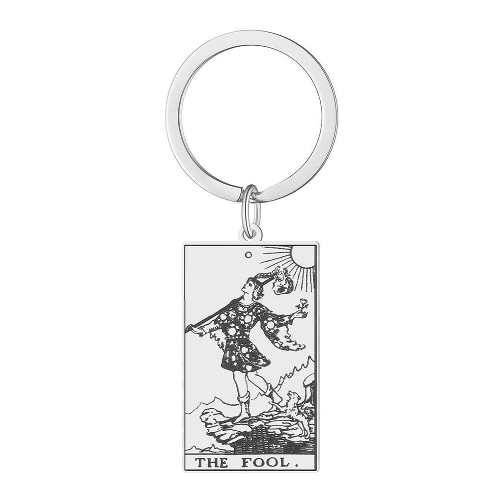 Stainless Steel The Fool Tarot Cards Keychain Send Women's Men's Keyring Jewelry
