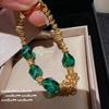 Ancient Filigree Screw Enamel Eight Treasures Compass Blessing Bead Necklace, New Chinese Style, Emerald Beaded Bracelet, Set