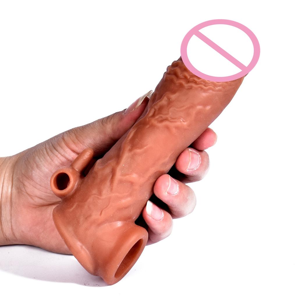 Realistic Penis Extender Cock Manon Prezervativ reutilizabil Silicon Penis Întârzierea ejacularei Mărirea penisului Extensie Bărbați Sex Toys 18