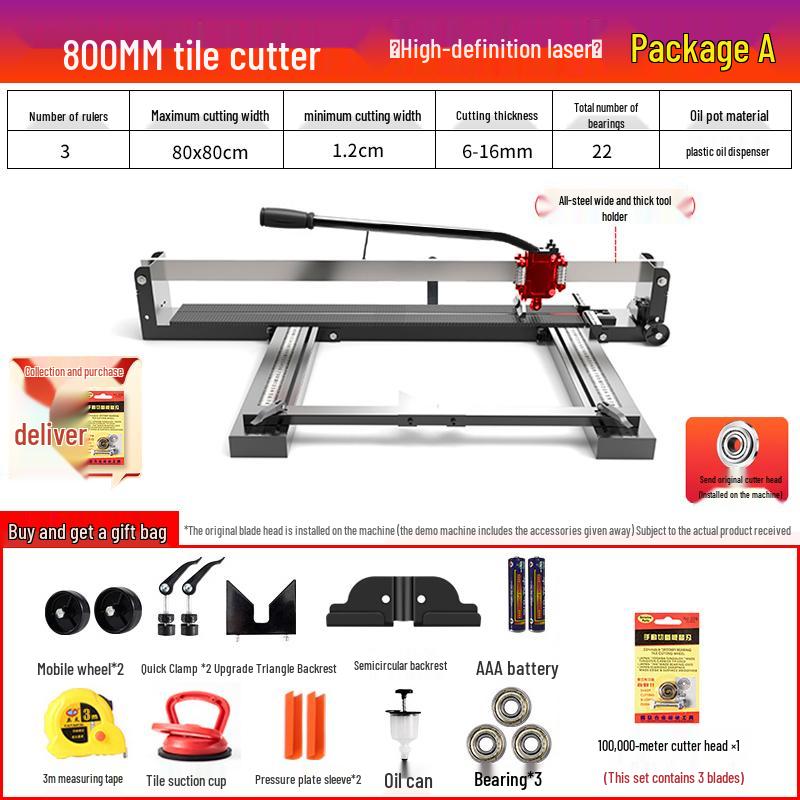 Manual Push Tile Cutter with Laser Precision for Ceramic and Floor Tiles