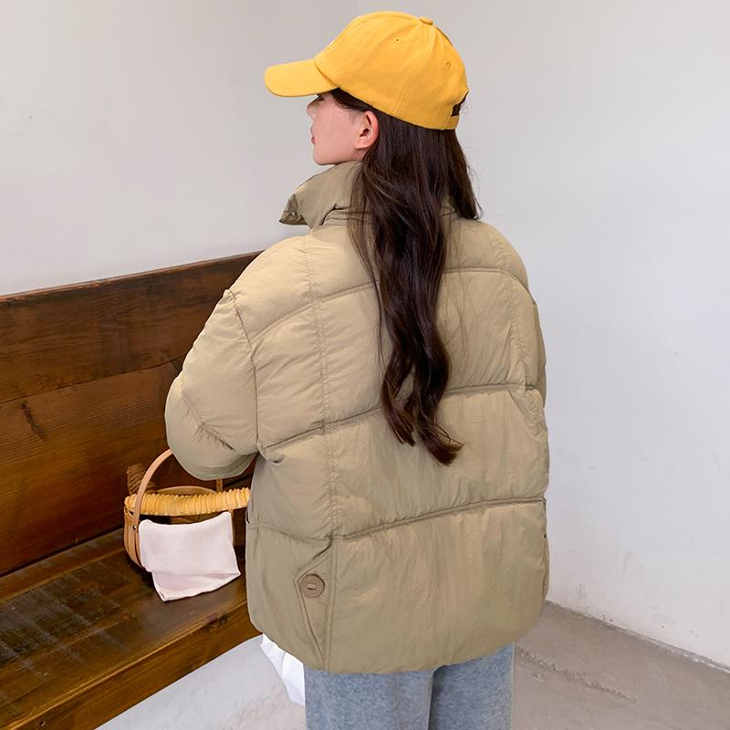 Kvinnor Höst Vinter Soild Färg Tjocka Ytterkläder Bomull Vadderad Hooded Warm Jacket Coat