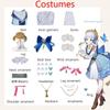 Genshin Impact COS Kamisato Ayaka Skin Huashi Letter Skirt Cosplay Girl Princess Anime Costume