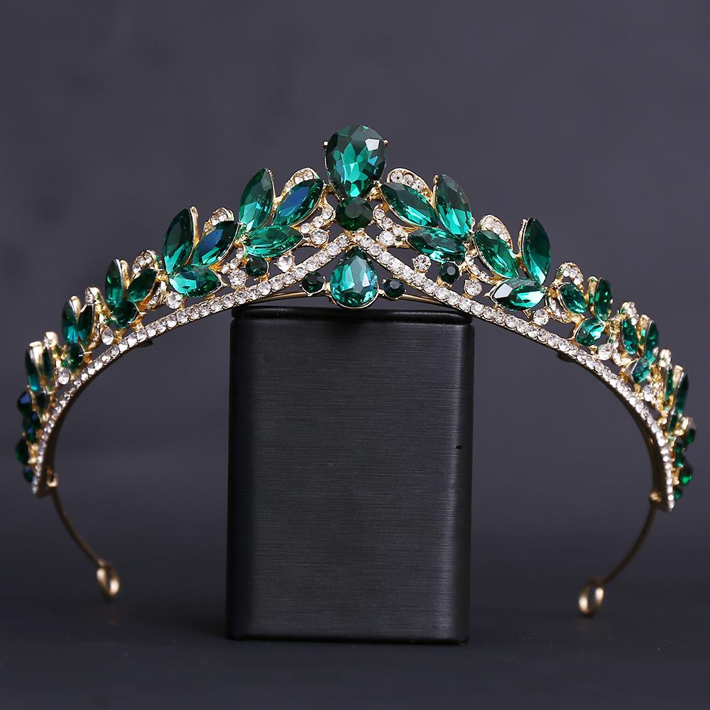 DIEZI 5 Farben Luxus Kristall Diadem Halskette Ohrringe Für Frauen Hochzeitsparty Elegant Braut Braut Strass Krone Accessoires