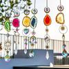 1 Pcs Crystal Prism Ball with Agate Slices Window Prisms Suncatcher Clear Wind Chimes Hanging Ornaments