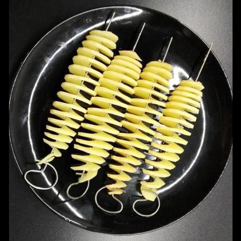 1Set Stainless Steel Plastic Rotate Potato Slicer Twisted Potato Spiral Slice Cutter Creative Vegetable Tool Kitchen Gadgets 3
