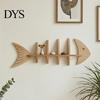 Small Apartment Space Saving Shelf Fish Bone Storage Rack, Wood Wall Mounted Floating Shelf, Ocean Style Bathroom Organizer for Aromatherapy