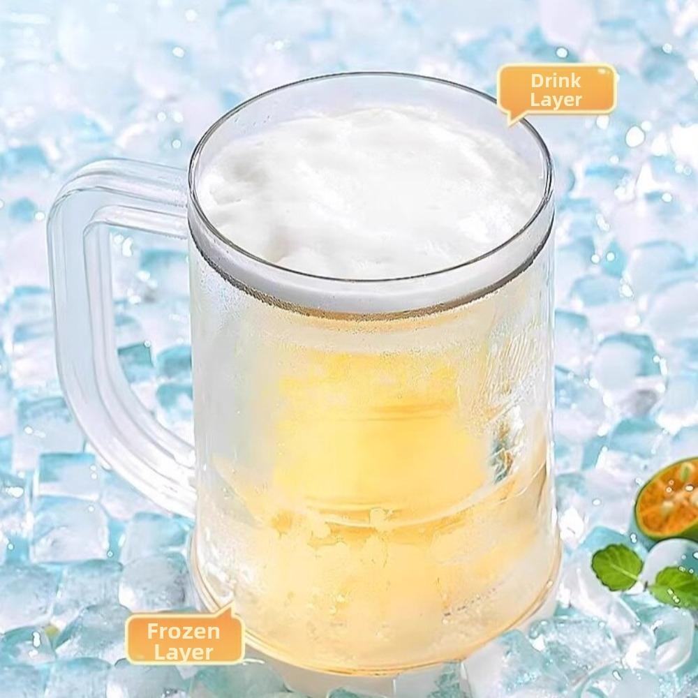 Plastic Cold Drink Chilled Cups Large Capacity Leak-Proof Ice Coffee Cup Washable Thickened Double Interlayer Cup Barbecue