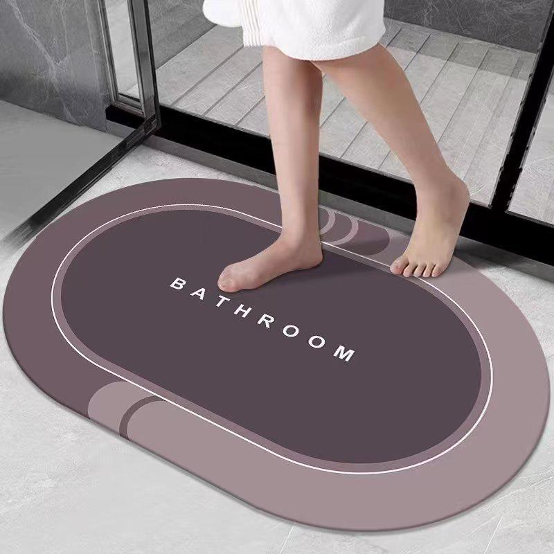 Minimalist Non-Slip Diatomaceous Earth Bath Mat - Absorbent, Dirt-Resistant, Easy-to-Clean Doormat for Bathroom and Entrance.