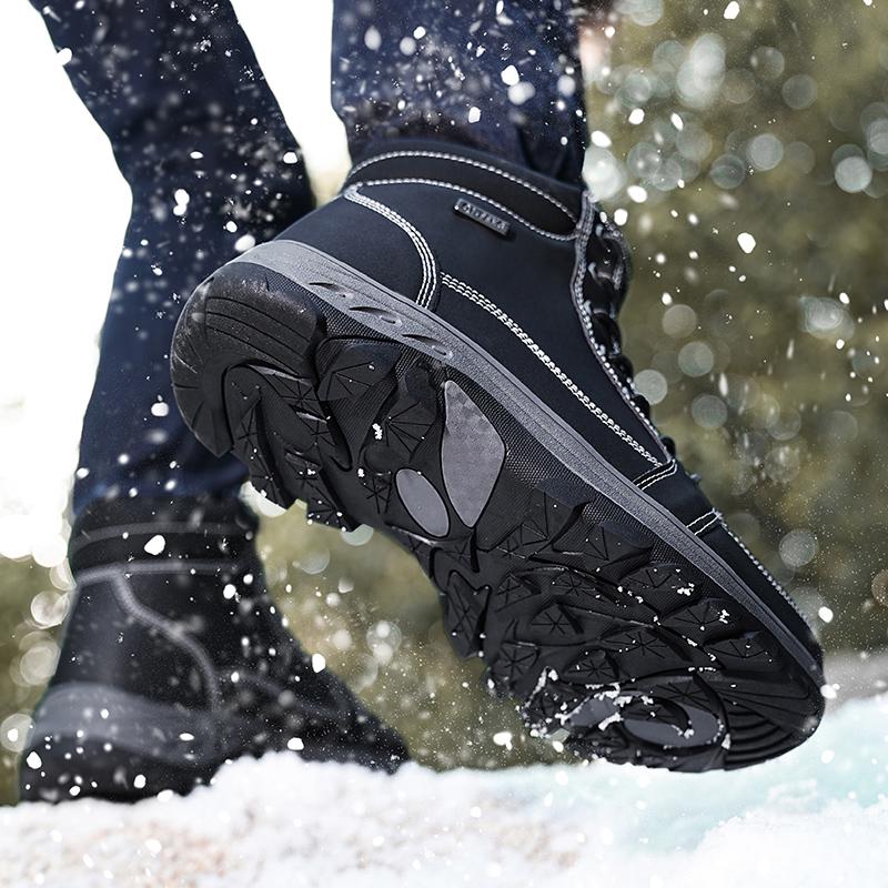 Men's Plus Size Fashionable High Top Outdoor Leisure Hiking Shoes Hiking Shoes with Plush Insulation Cotton Shoes Snow Boots