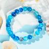 Natural Blue Agate Beaded Stretch Bracelet