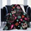 Vintage Day of the Dead Printed Flannel Blanket All Seasons Skull Digital Printed Blanket