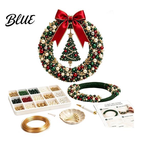 Craft Kits for Holiday Door Wreath Kit Christmas Pearl Adults DIY Handmade Beaded Decor Making