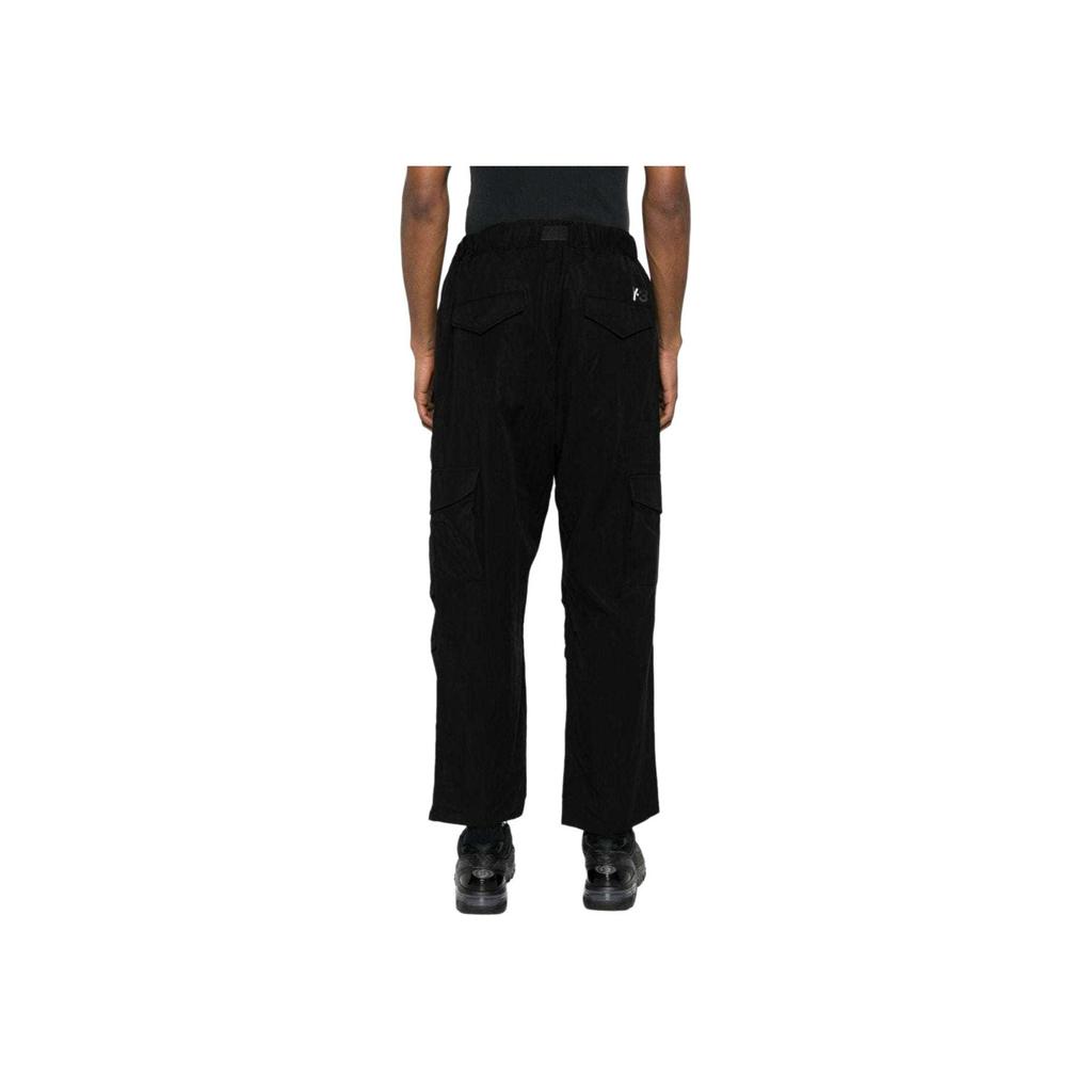 Y-3 Solid Color Straight Leg Drawstring Cargo Pants Men pants Black IN8716