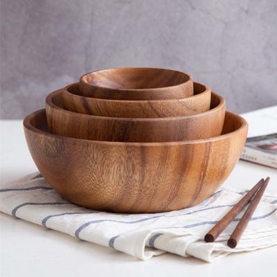 Large Heat Insulation Wooden for Noodles Rice Soup Salad Container Household Bowl Ramen Bowls Tableware Wooden Bowl