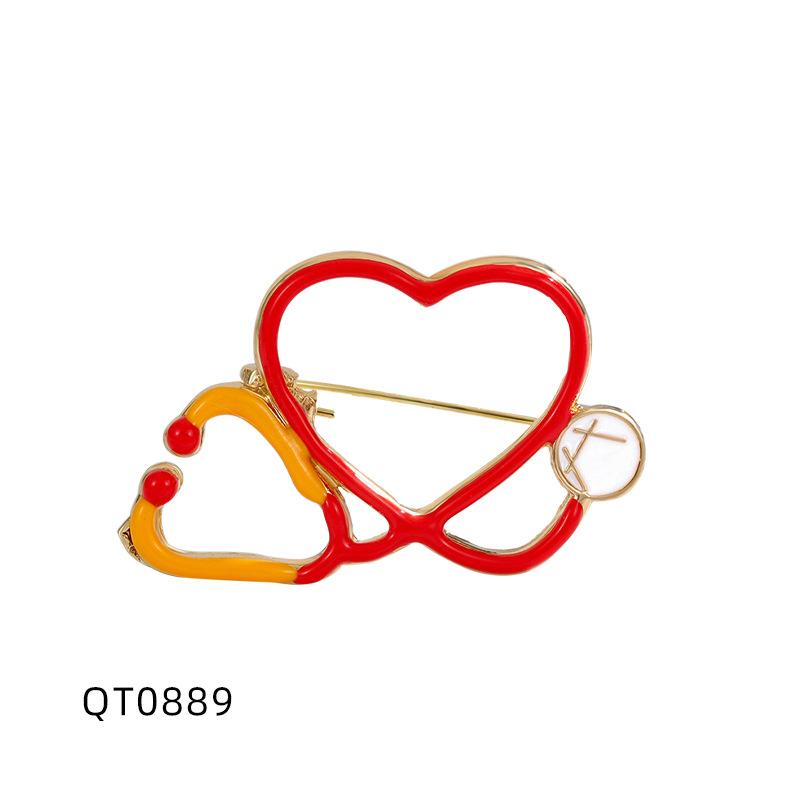 Creative Cartoon Doctor Nurse Medical Brooch Pin Alloy Drip Stethoscope, Medical Series Badge Jewelry