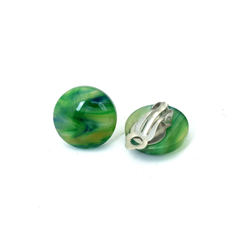 Korean Geometric Round Resin Clip On Earrings Without Piercing Women Ear Jewelry Non Pierced Green Red Earcuffs