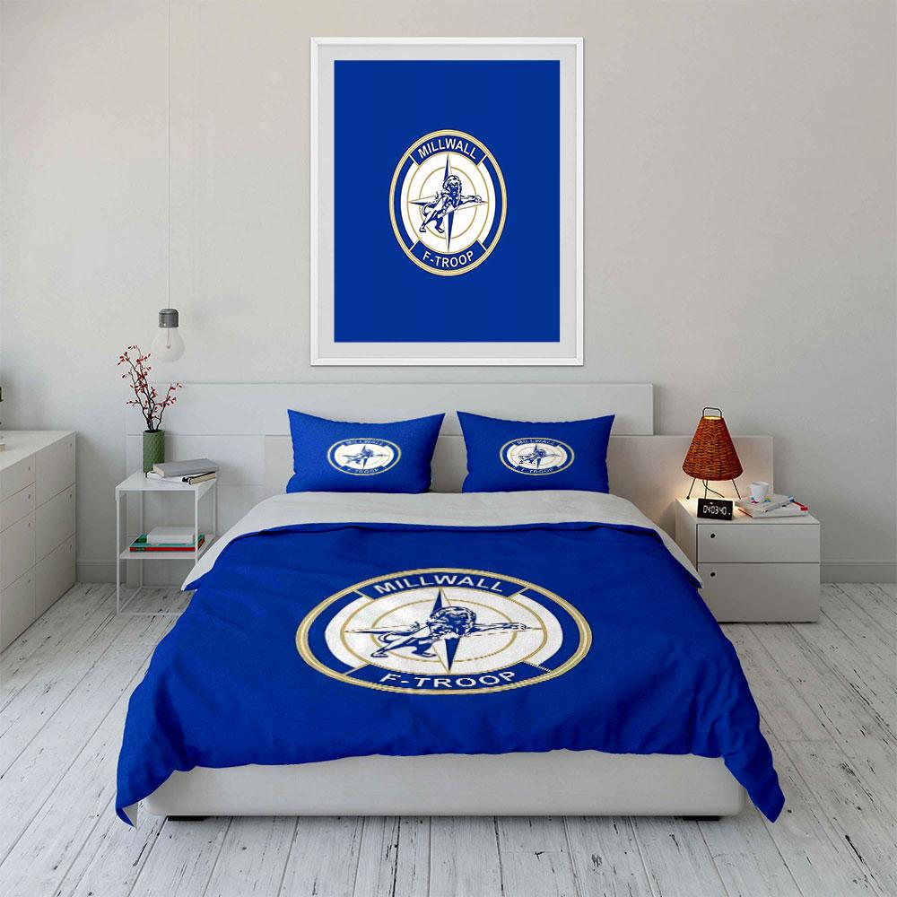 Millwall Lion Logo Blue Print Bedding Duvet Cover Set Duvet Cover Pillowcases (1*Duvet Cover 2*Pillowcases, without duvet insert)