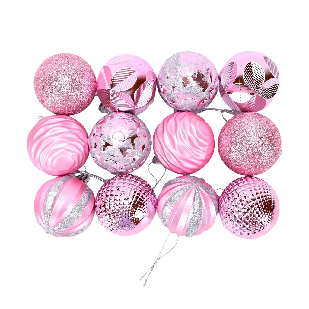 12PCS Xmas Tree Ball Decorations 6cm Holiday Hanging Ball with Rope for Garland Door Window Desk Arrangement